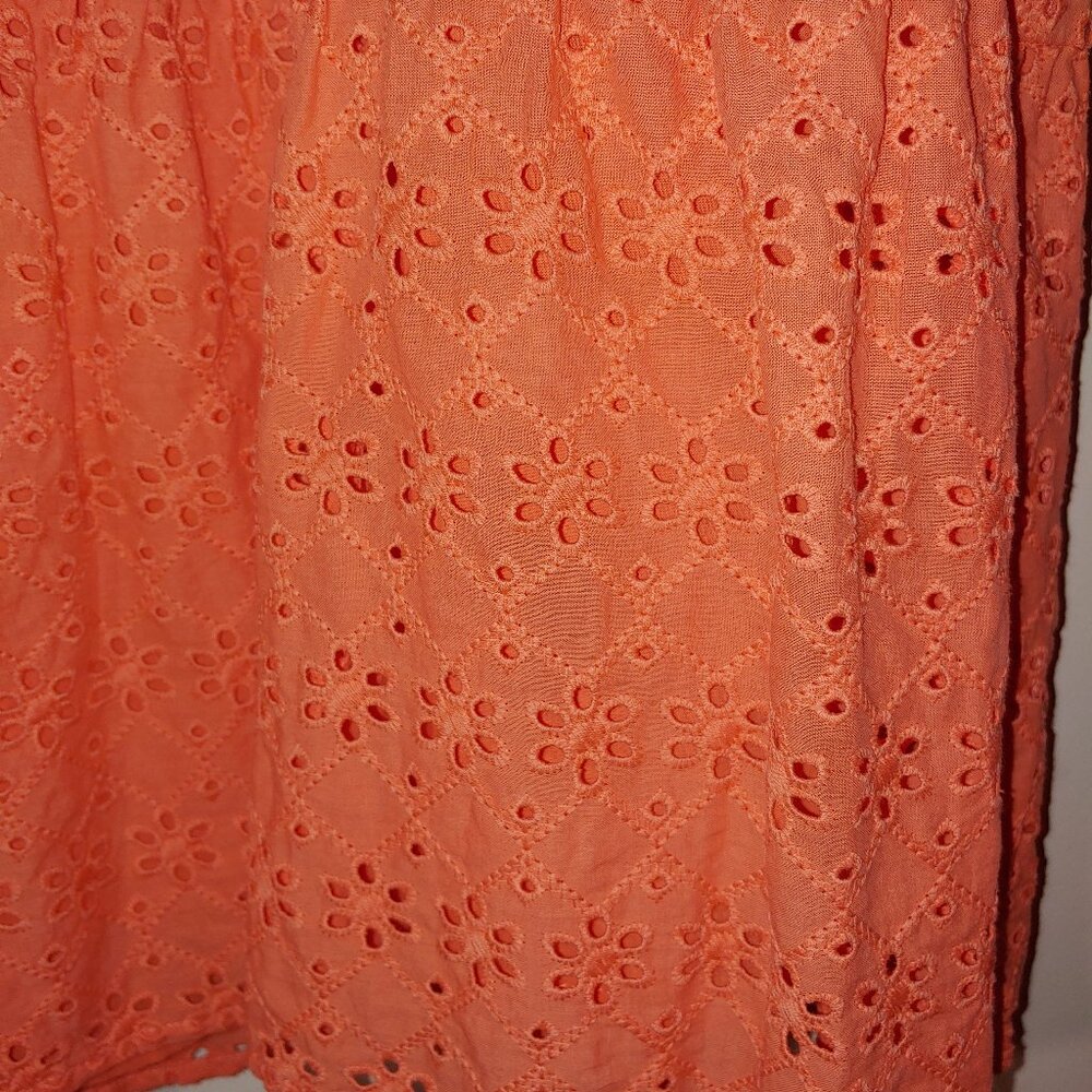 Loft Eyelet Peplum Halter Shell Blouse 100% Cotton Size XL Orange - Picture 8 of 9